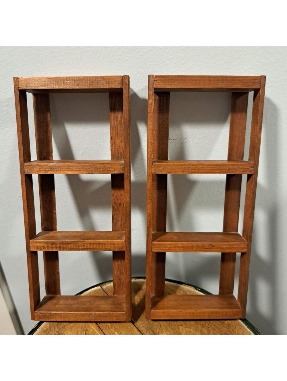 Vintage Set of 2 Rustic Country Wooden Crate Wall Display Shelves 11"x 4.75"